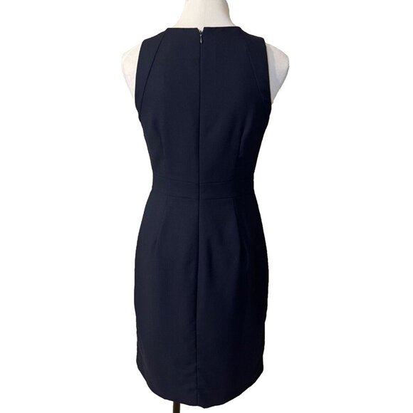 J Crew Dress 4 Navy Blue Pencil Sheath Thin All Seasonal Wool Career Classic - Picture 4 of 8
